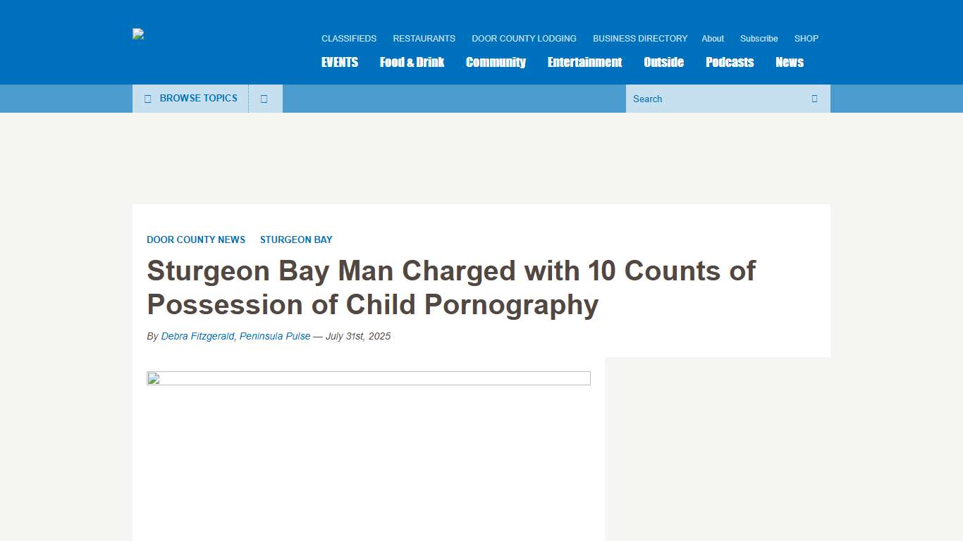 Sturgeon Bay Man Charged with 10 Counts of Possession of Child Pornography - Door County Pulse